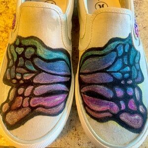 Custom painted and embelished Hurley slip on shoes